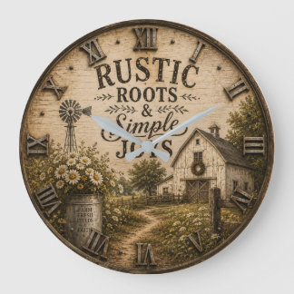 Relógio Grande Rustic Roots & Simple Joys Vintage Farmhouse Barn