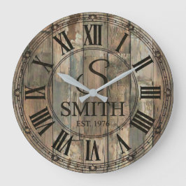 Relógio Grande Rustic Smith Family wall Clock | Farmhouse Decor 