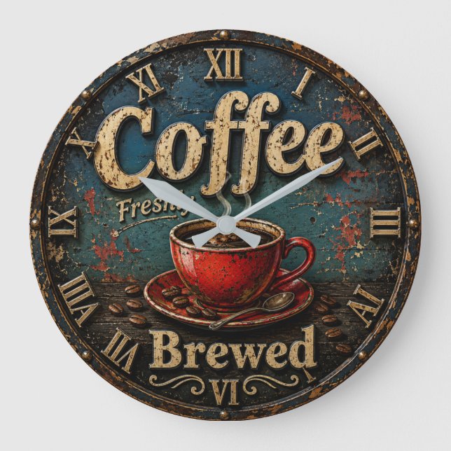 Relógio Grande Rustic Vintage Coffee  (Frente)