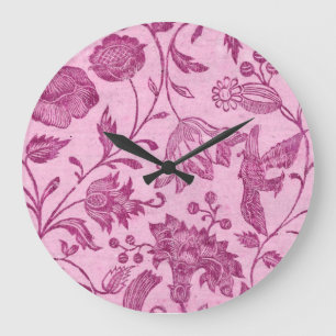 Relógio Grande Rustic Vintage Wildflower Purple Floral