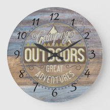 Rustic Wood Camping Home Decor Wall Clock