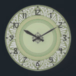 Relógio Grande Sage Green Art Deco<br><div class="desc">Em cinzentos legal e verdes com um design de deco de arte,  este relógio lhe dará um toque único em sua própria casa.</div>