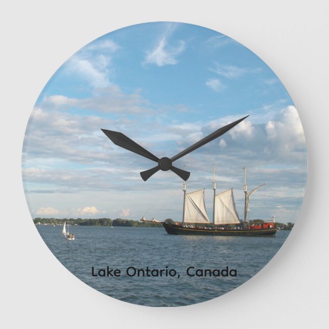 Relógio Grande Sailing Ship Round Wall Clock (Frente)
