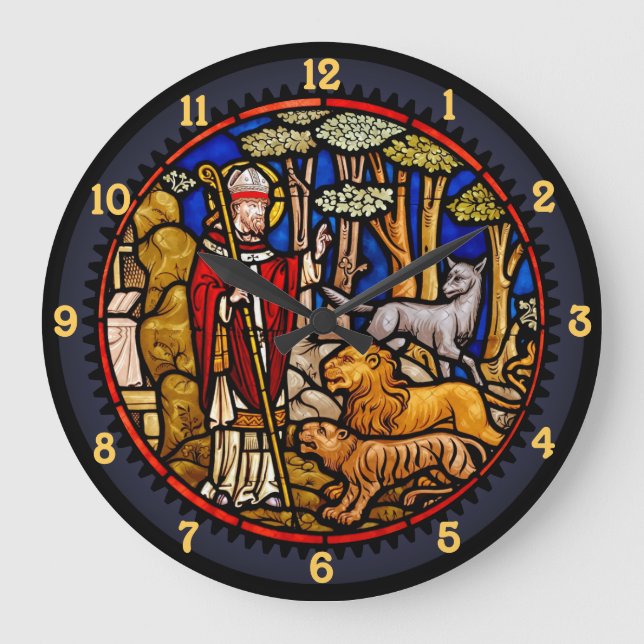 Relógio Grande Saint Francis Blessing Beasts Wall Clock (Frente)