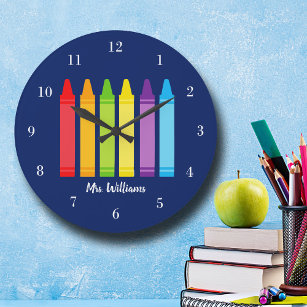 Relógio Grande Sala de aula personalizada do professor Crayon