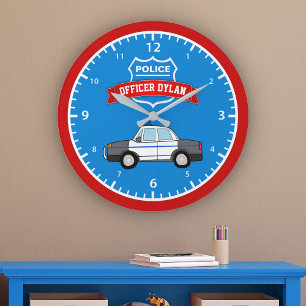 Relógio Grande Sala de Crianças Personalizadas do Carro de Políci