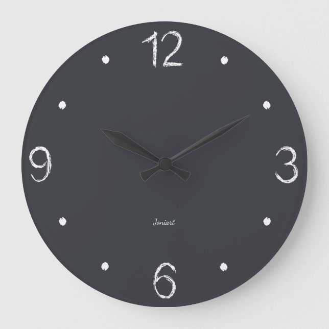 Relógio Grande Sala de Estudo de Escolas Domésticas Parede Preto (Frente)