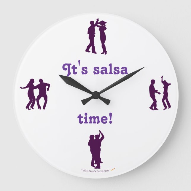 Relógio Grande Salsa Time Dance Possui Silhouettes Wall Clock (Frente)