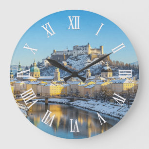 Relógio Grande Salzburgo Viagem Áustria Inverno