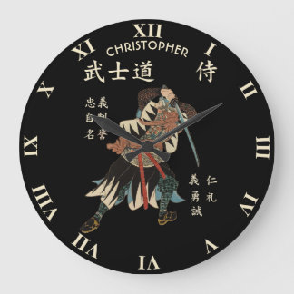 Relógio Grande Samurai Bushido Eight Virtues Japanese Language