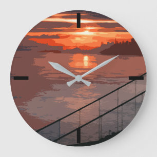Relógio Grande San Francisco Sunrise - Retro Large Clock