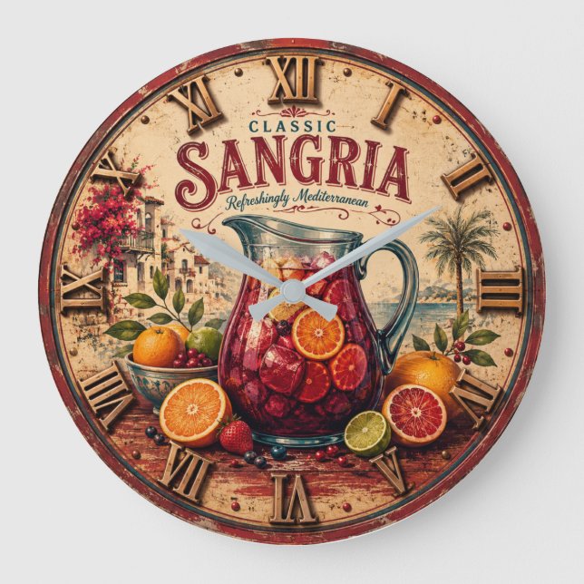 Relógio Grande Sangria Mediterranean Spanish Wine Rustic Bar  (Frente)