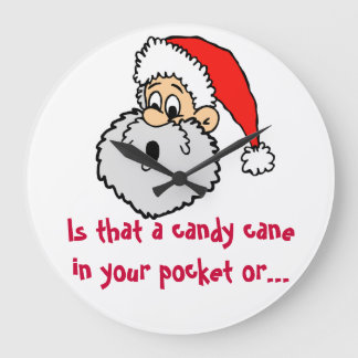 Relógio Grande Santa Claus Candy Cane Pocket Piada