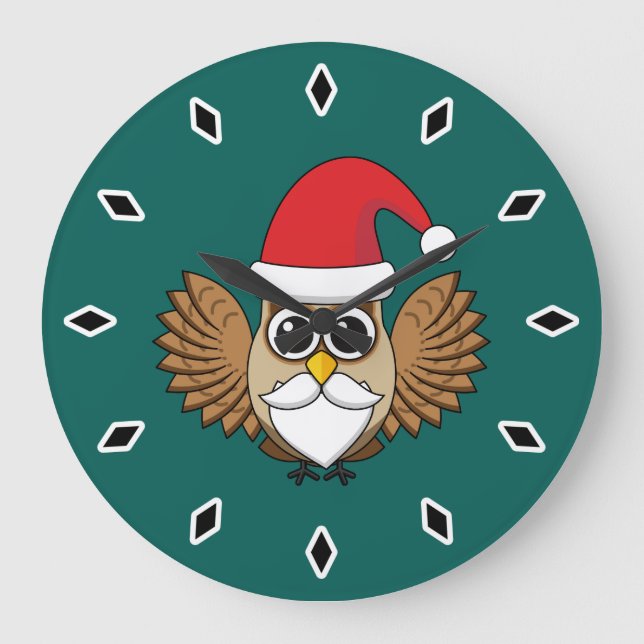 Relógio Grande Santa Claus Owl (Frente)