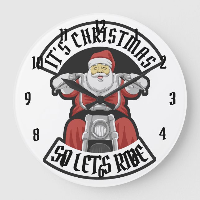 Relógio Grande Santa Claus riding a motorcycle (Frente)