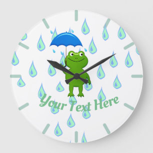 Relógio Grande Sapo Kawaii e Chuva