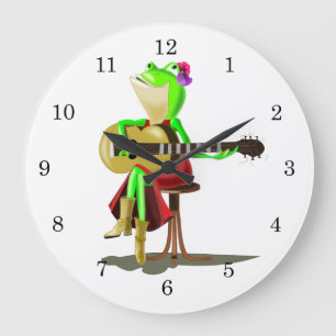 Relógio Grande Sapo Tocando Violão Engraçado