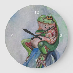 Relógio Grande Sapo Watercolor Round (Large) Wall Clock (Large)