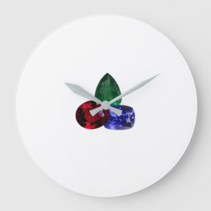Relógio Grande Sapphire Ruby Emerald Gemstone Large Clock