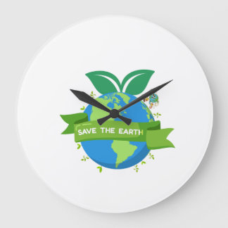 Relógio Grande Save the Earth Wall Clock