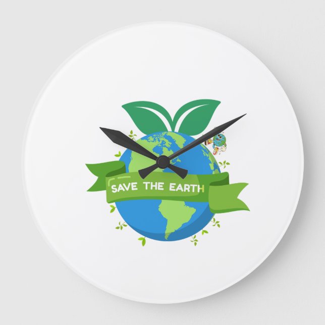 Relógio Grande Save the Earth Wall Clock (Frente)