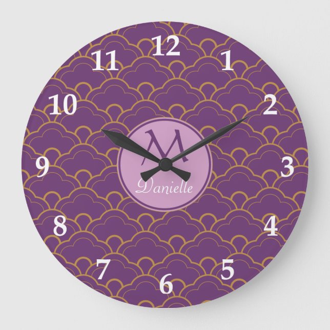 Relógio Grande Scallop Oriente cor-de-rosa Dourado roxo de (Frente)