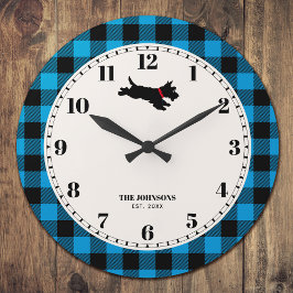 Relógio Grande Scottie Dog Buffalo Check Blue