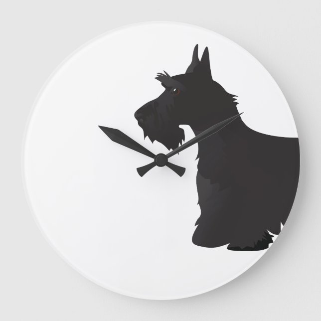 Relógio Grande Scottie Scottish Terrier Basic Breed SIlhouette (Frente)