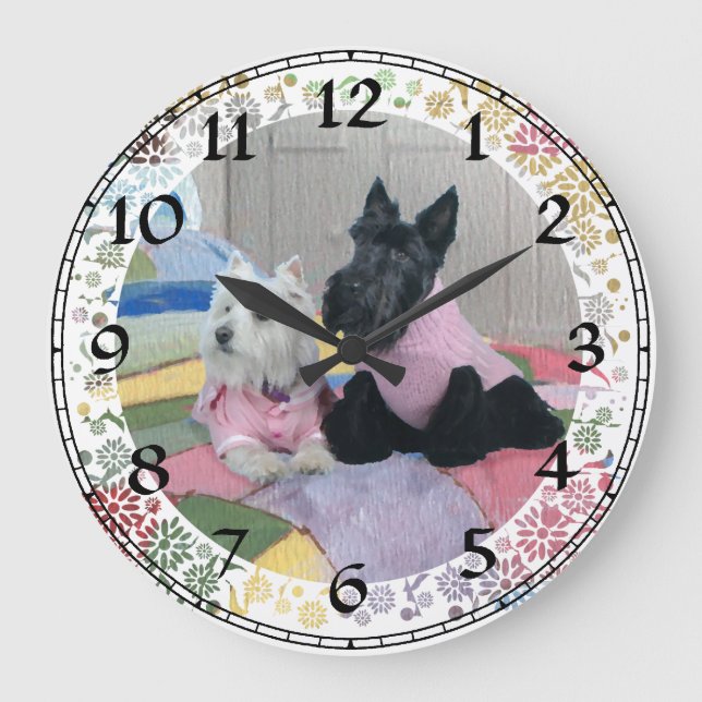Relógio Grande Scottie & Westie Clock (Frente)