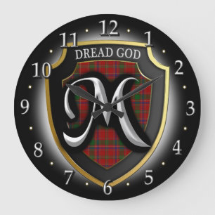 Relógio Grande Scottish Clan Munro Munroe Monroe Tartan Shield