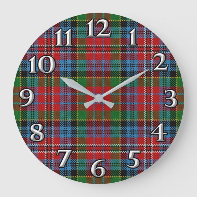 Relógio Grande Scottish Time Accents Clan Kidd Tartan (Frente)