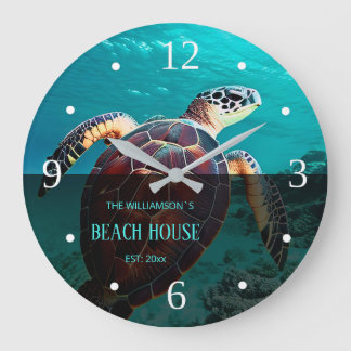 Relógio Grande Sea Turtle Custom Beach House