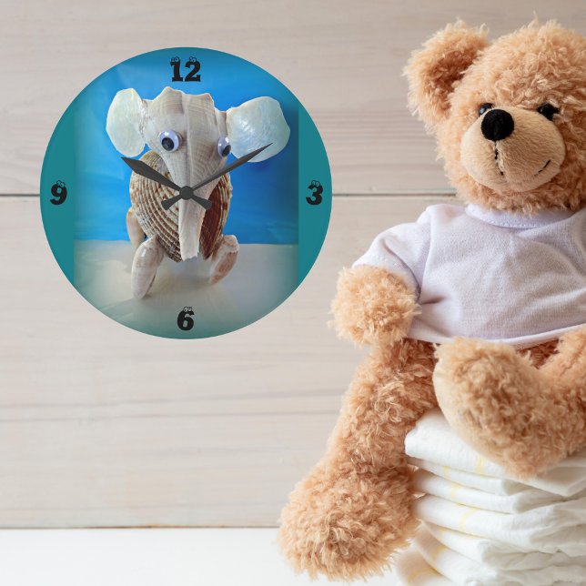 Relógio Grande Seashell Elephant Artesanato Animal Sanibel Island (Criador carregado)