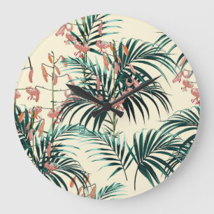 Relógio Grande Selva Vintage: Verde Escuro, Lily Laranja.