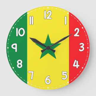 Relógio Grande Senegal Flag Wall Clock – Stylish Patriotic Decor 