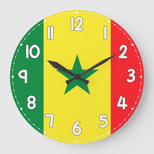 Relógio Grande Senegal Flag Wall Clock – Stylish Patriotic Decor  (Frente)