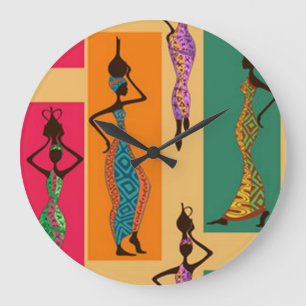Relógio Grande Senhoras africanas coloridas