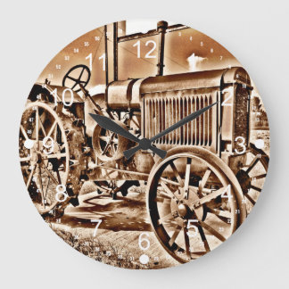 Relógio Grande Sepia Clássica de Equipamento de Fazenda de Trator