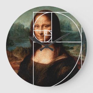 Relógio Grande Sequência Fibonacci Leonardo da Vinci Mona Lisa