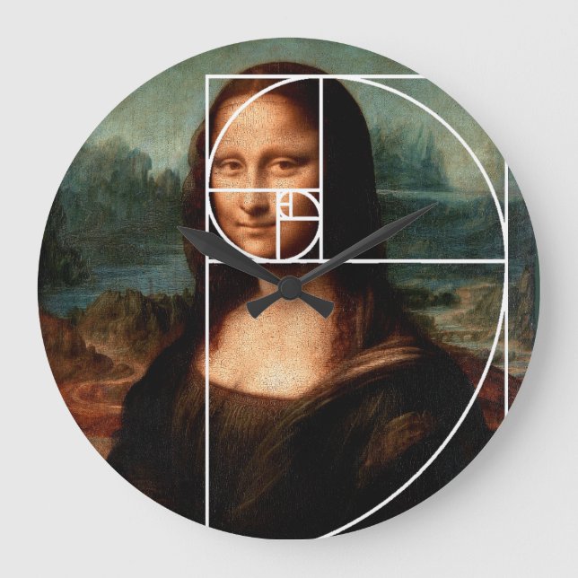 Relógio Grande Sequência Fibonacci Leonardo da Vinci Mona Lisa (Frente)