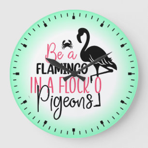 Relógio Grande Ser Flamingo Num Bando De Porcos-27308