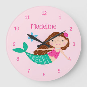 Relógio Grande Sereia Gelada, Rosa, Personalizada