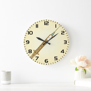 Relógio Grande Seringa Vintage Medicamento Saúde Esboço