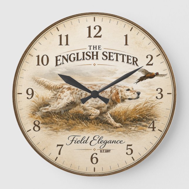 Relógio Grande Setter Inglês, A Arte da Caça (Frente)