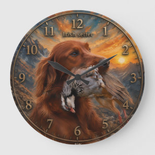 Relógio Grande Setter Irlandês com Perdiz Chucar ,Arte