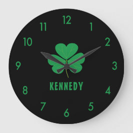 Relógio Grande Shamrock Green Clover Ireland Celular Irish Name