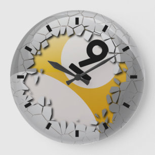 Relógio Grande Shell rachado estoira a bola de bilhar do número 