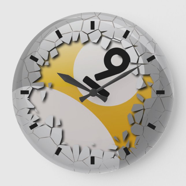 Relógio Grande Shell rachado estoira a bola de bilhar do número 9 (Frente)