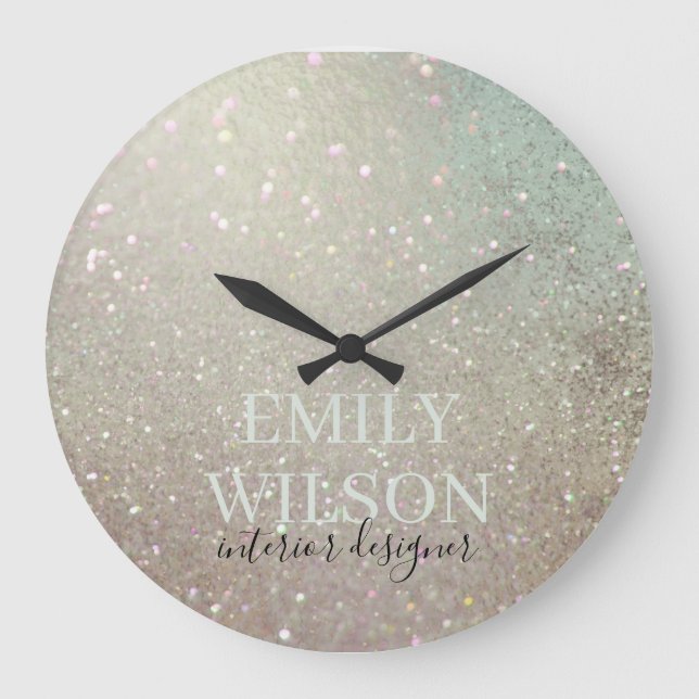 Relógio Grande Shimmer Verde-Rosa-Rosa Elegante (Frente)