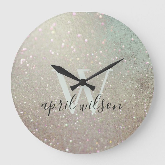 Relógio Grande Shimmer Verde-Rosa-Rosa Elegante (Frente)